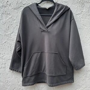 NAP Loungewear Hoodie Sweatshirt Women Small Charcoal Gray Cotton V-Neck Comfort